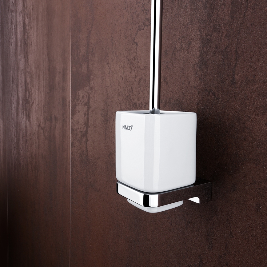 NIMCO MA 29094KN-26 - Væghængt toiletbørste MAYA hvid/skinnende krom