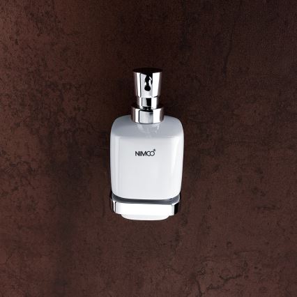 NIMCO MA sæt-31K-26 - Væghængt sæbedispenser + tandbørsteholder og knage MAYA 320 mm hvid/skinnende krom