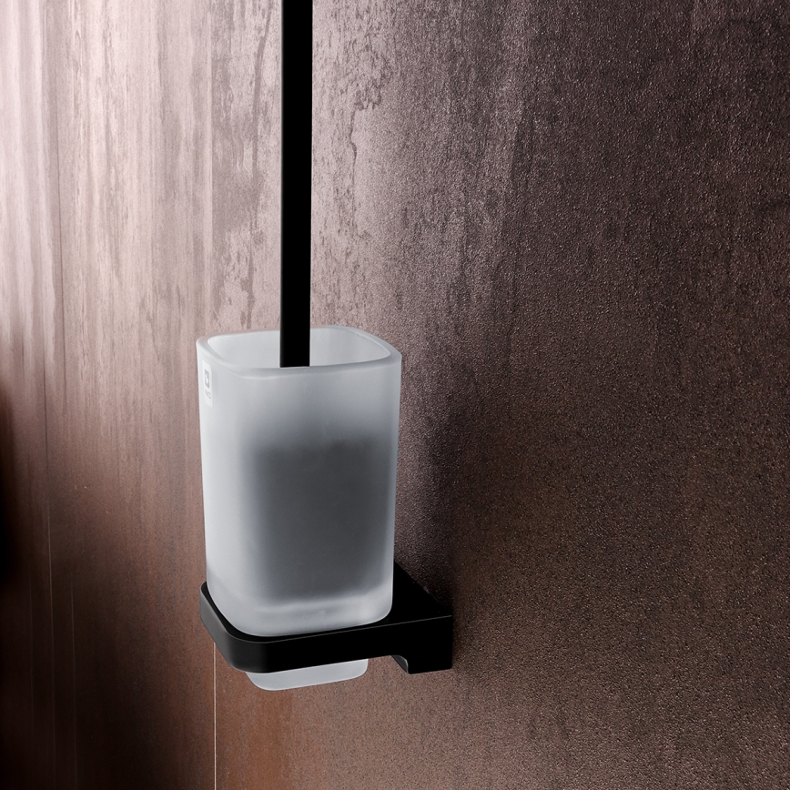 NIMCO MAC 29094CN-90 - Væghængt toiletbørste MAYA mat glas/mat sort