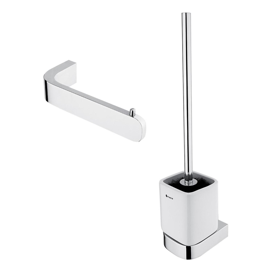 NIMCO NK sæt-94KN-26 - Væghængt toiletbørste og toiletrulleholder NIKAU hvid/skinnende krom
