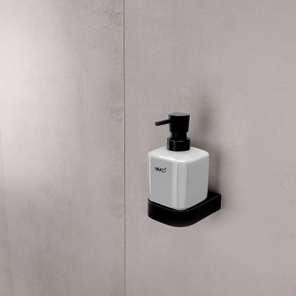 NIMCO NKC sæt-31K-T-90 - Væghængt sæbedispenser + tandbørsteholder og knage NIKAU 320 mm hvid/mat sort