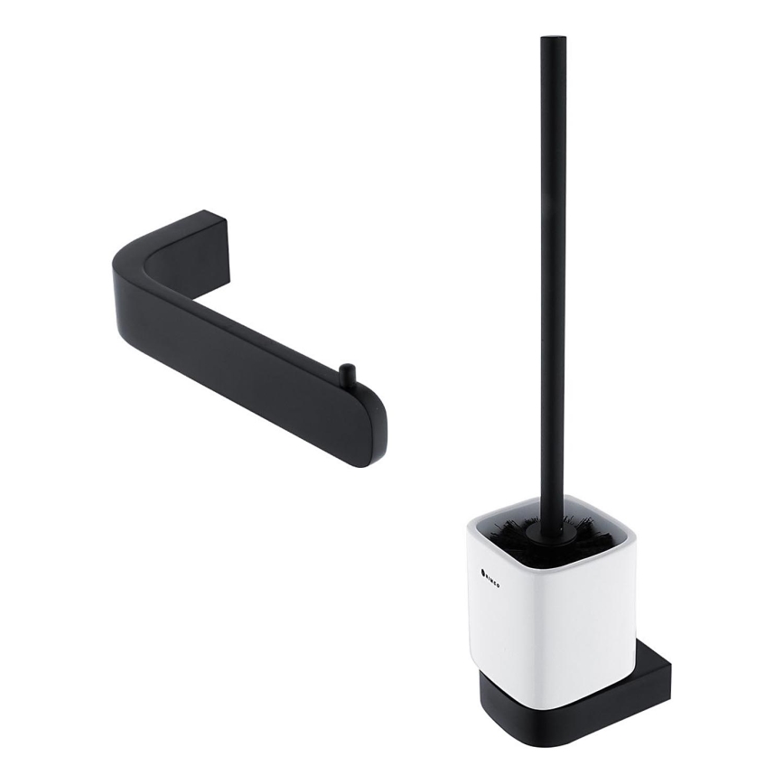 NIMCO NKC sæt-94KN-90 - Væghængt toiletbørste og toiletrulleholder NIKAU hvid/mat sort
