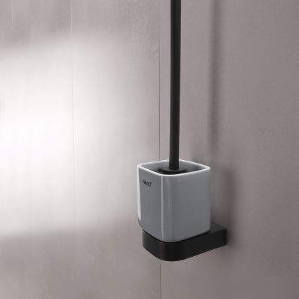 NIMCO NKC sæt-94KN-90 - Væghængt toiletbørste og toiletrulleholder NIKAU hvid/mat sort