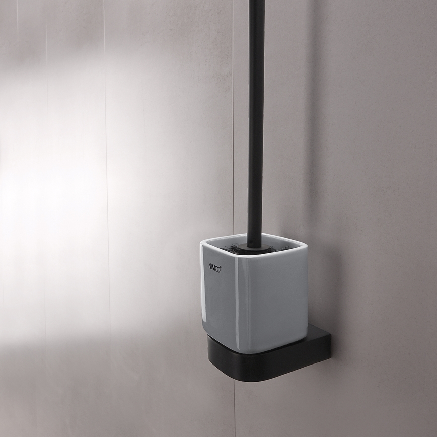 NIMCO NKC sæt-94KN-90 - Væghængt toiletbørste og toiletrulleholder NIKAU hvid/mat sort