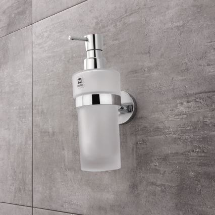 NIMCO UN sæt-31W-26 - Væghængt sæbedispenser + tandbørsteholder og knage UNIX 250 mm mat glas/skinnende krom