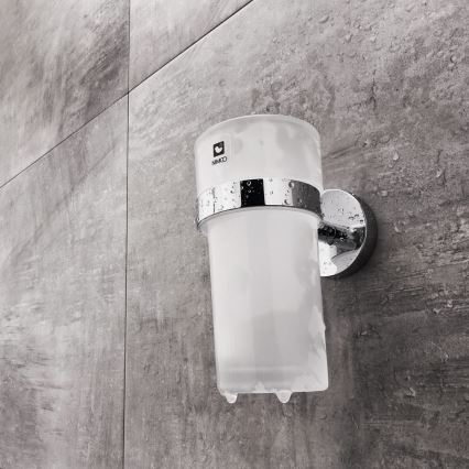 NIMCO UN sæt-31W-26 - Væghængt sæbedispenser + tandbørsteholder og knage UNIX 250 mm mat glas/skinnende krom