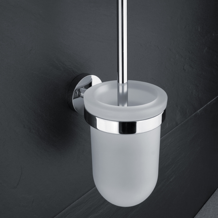 NIMCO UN sæt-94WN-26 - Væghængt toiletbørste og toiletrulleholder UNIX skinnende krom