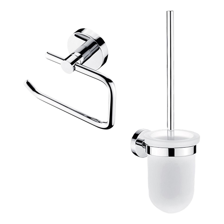 NIMCO UN sæt-94WN-26 - Væghængt toiletbørste og toiletrulleholder UNIX skinnende krom