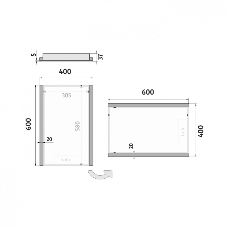 NIMCO ZP 11000 - LED spejl med lys LED/18W/230V 6500K 60x40 cm IP44