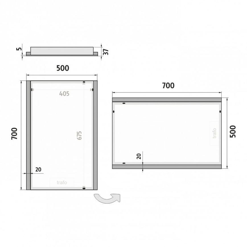 NIMCO ZP 11001 - LED spejl med lys LED/21W/230V 6500K 70x50 cm IP44