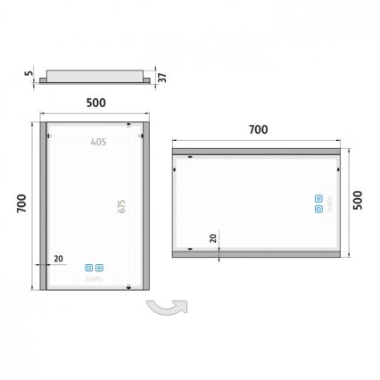 NIMCO ZP 11001VX - LED badeværelsesspejl med lys dæmpbart LED/21W/230V 3000-6500K 70x50 cm IP44