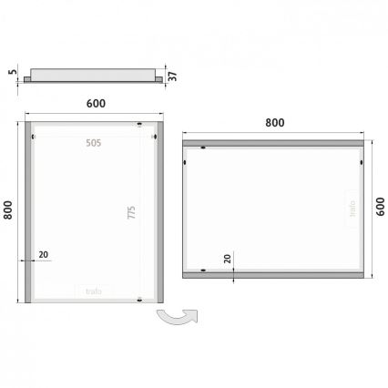 NIMCO ZP 11002 - LED spejl med lys LED/24W/230V 6500K 80x60 cm IP44