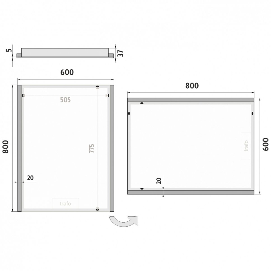 NIMCO ZP 11002 - LED spejl med lys LED/24W/230V 6500K 80x60 cm IP44