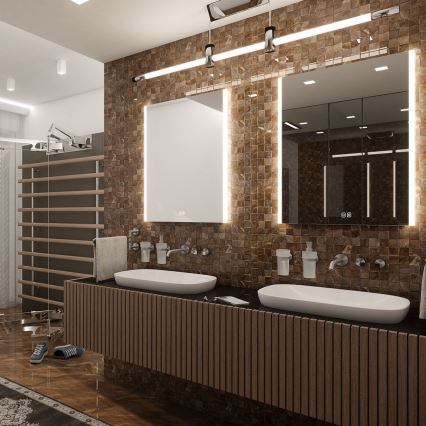 NIMCO ZP 11002VX - Dæmpbart baggrundsbelyst badeværelsesspejl med LED/24W/230V 3000-6500K 80x60 cm IP44