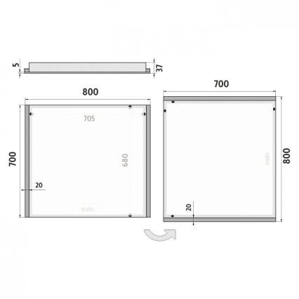 NIMCO ZP 11003 - LED spejl med lys LED/21W/230V 6500K 70x80 cm IP44