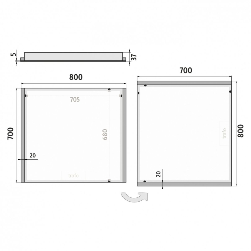 NIMCO ZP 11003 - LED spejl med lys LED/21W/230V 6500K 70x80 cm IP44