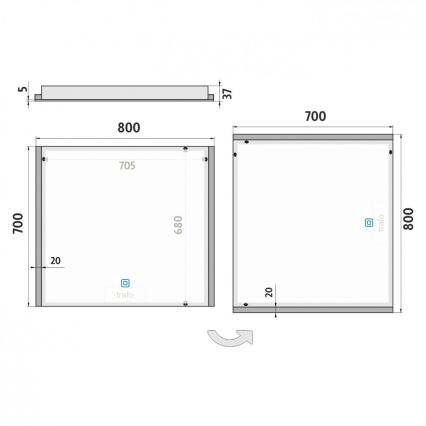 NIMCO ZP 11003V - LED badeværelsesspejl med lys dæmpbart LED/21W/230V 3000-6500K 70x80 cm IP44