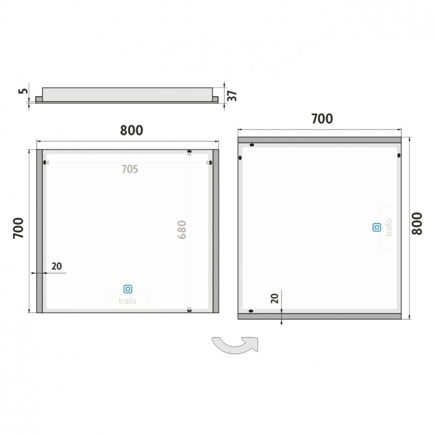 NIMCO ZP 11003V - LED badeværelsesspejl med lys dæmpbart LED/21W/230V 3000-6500K 70x80 cm IP44