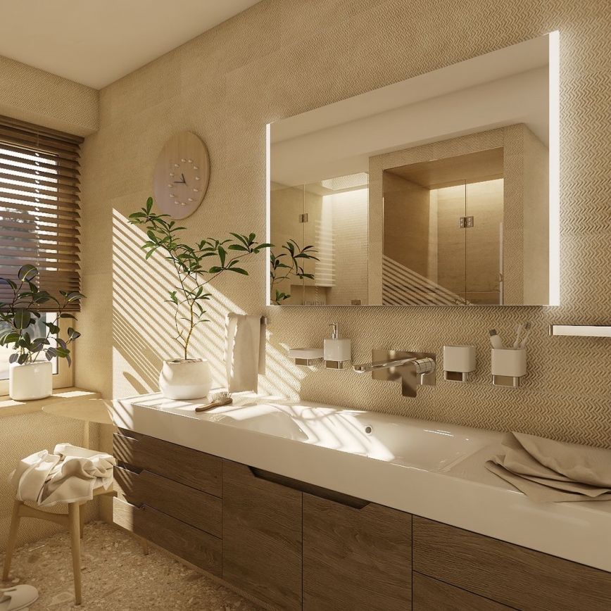 NIMCO ZP 11019 - LED-bagbelyst badeværelsesspejl LED/21W/230V 6500K 70x90 cm IP44