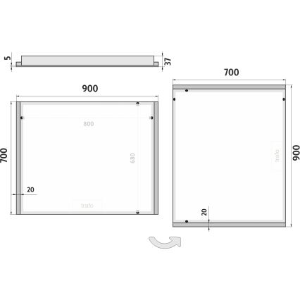 NIMCO ZP 11019 - LED spejl med lys LED/21W/230V 6500K 70x90 cm IP44