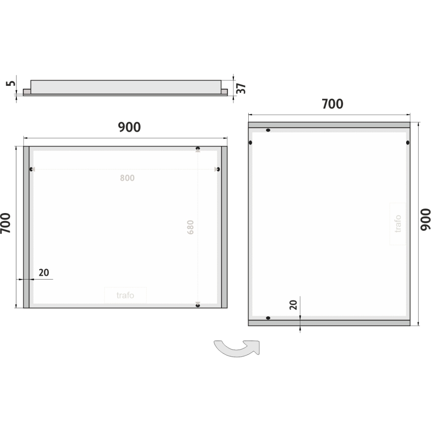 NIMCO ZP 11019 - LED spejl med lys LED/21W/230V 6500K 70x90 cm IP44