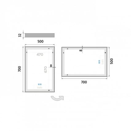 NIMCO ZP 13001VX - LED-dæmpbart spejl til badeværelset med baggrundsbelysning LED/35W/230V 3000-6500K 70x50 cm IP44