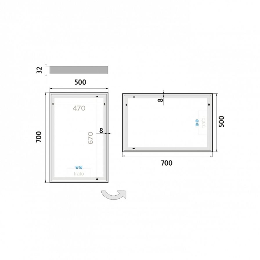 NIMCO ZP 13001VX - LED-dæmpbart spejl til badeværelset med baggrundsbelysning LED/35W/230V 3000-6500K 70x50 cm IP44