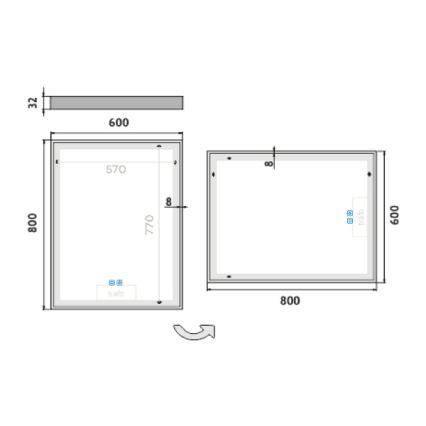 NIMCO ZP 13002VX - LED-dæmpbart baggrundsbelyst badeværelsesspejl LED/41W/230V 3000-6500K 80x60 cm IP44