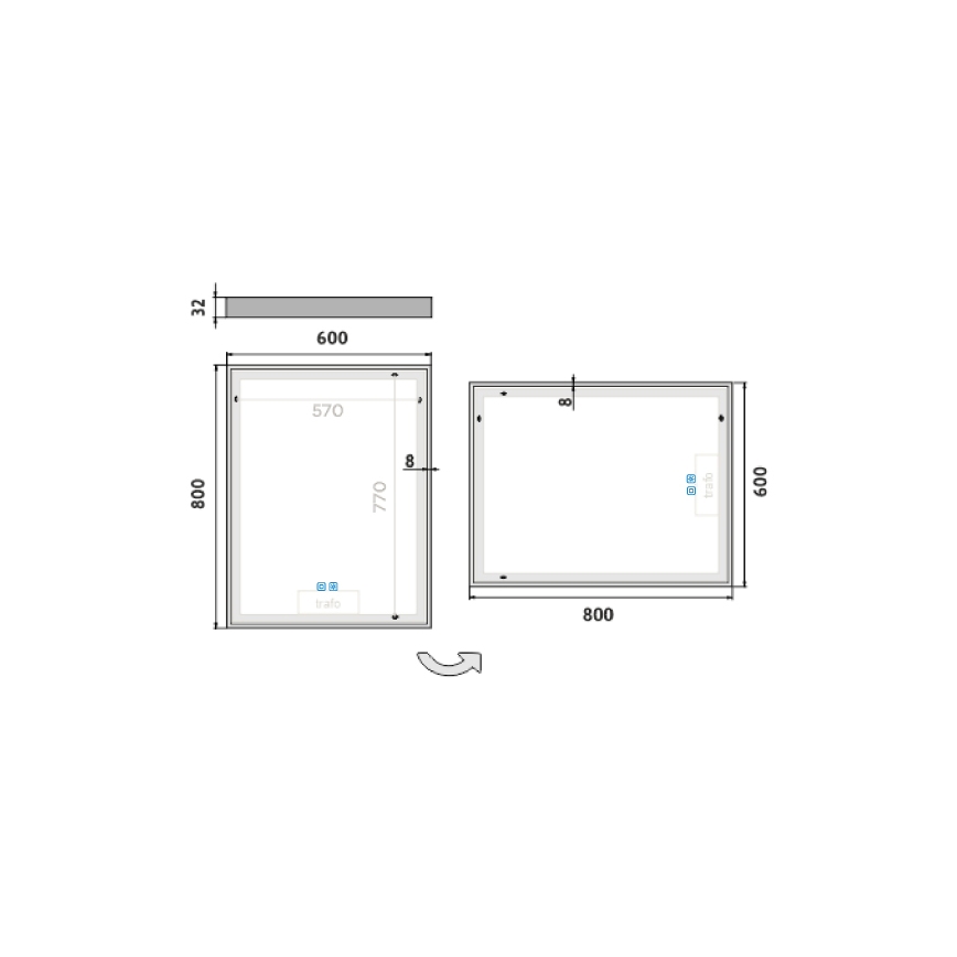 NIMCO ZP 13002VX - LED-dæmpbart baggrundsbelyst badeværelsesspejl LED/41W/230V 3000-6500K 80x60 cm IP44