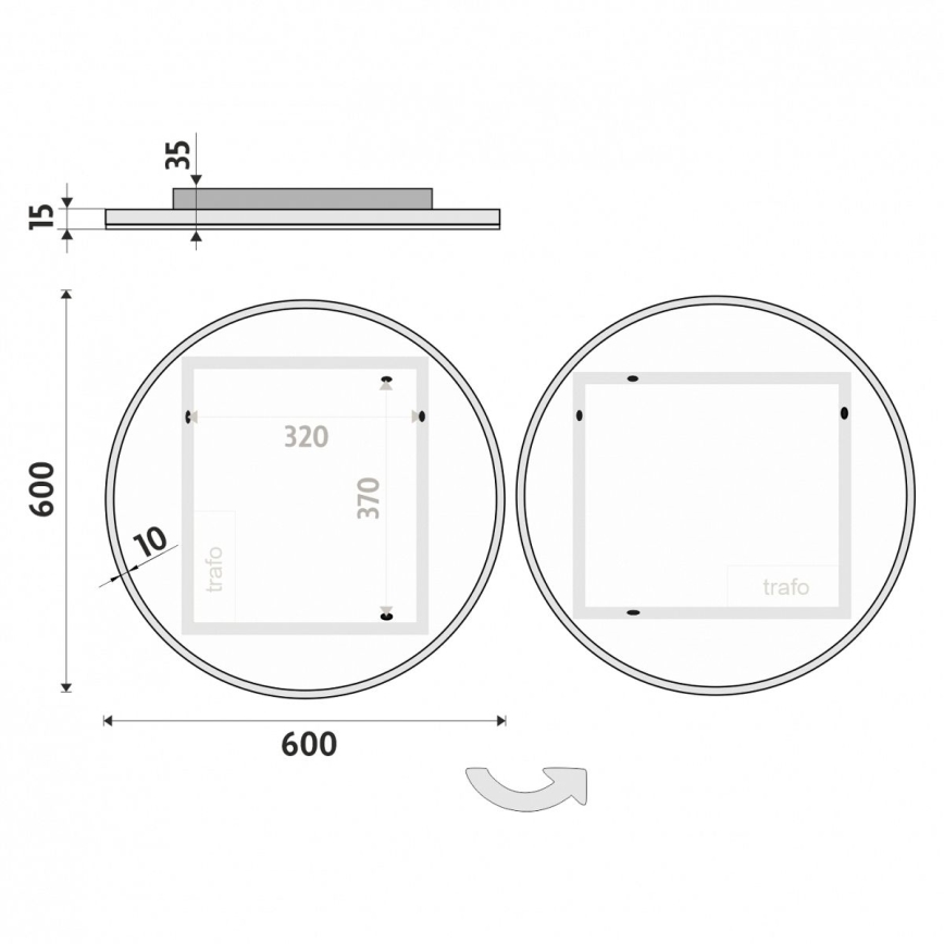 NIMCO ZP 26000R - LED badeværelsesspejl med baggrundslys LED/26W/230V 6500K Ø 60 cm IP44