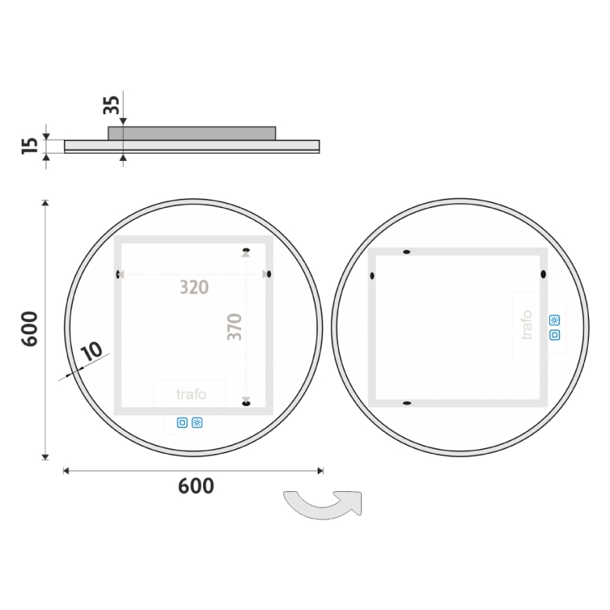 NIMCO ZP 26000RVX - LED badeværelsesspejl med lys dæmpbart LED/26W/230V 3000-6500K diameter 60 cm IP44