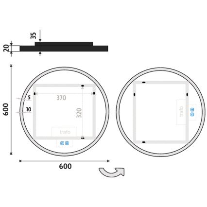 NIMCO ZPC 28000RVX-90 - LED badeværelsesspejl med lys dæmpbart LED/26W/230V 3000-6500K diameter 60 cm mat sort IP44