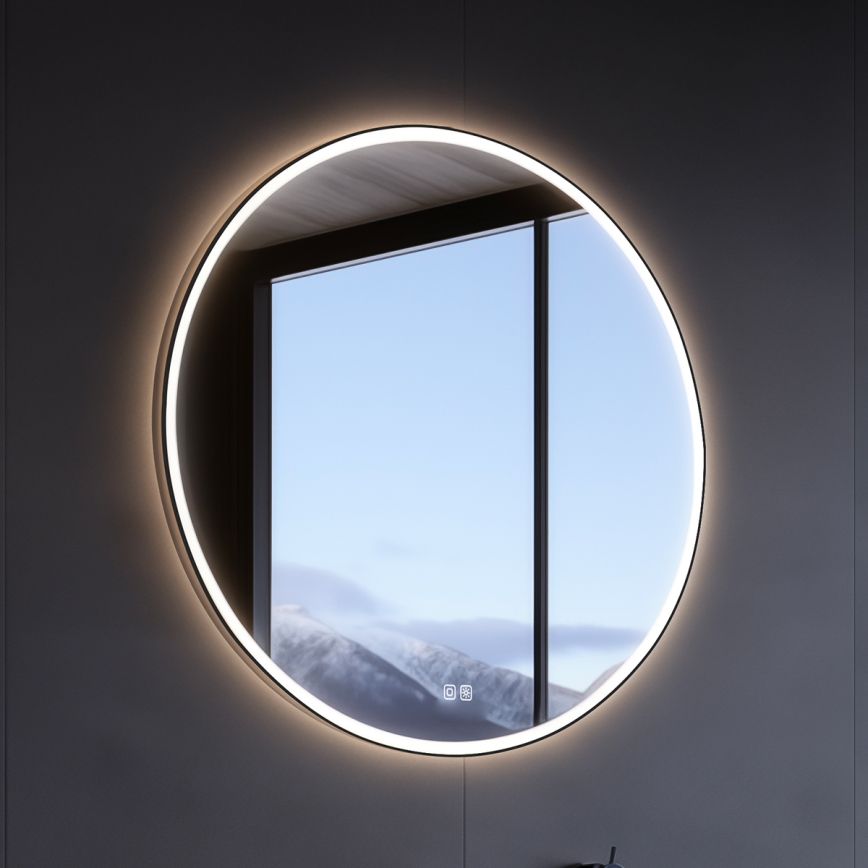 NIMCO ZPC 28000RVX-90 - LED badeværelsesspejl med lys dæmpbart LED/26W/230V 3000-6500K diameter 60 cm mat sort IP44