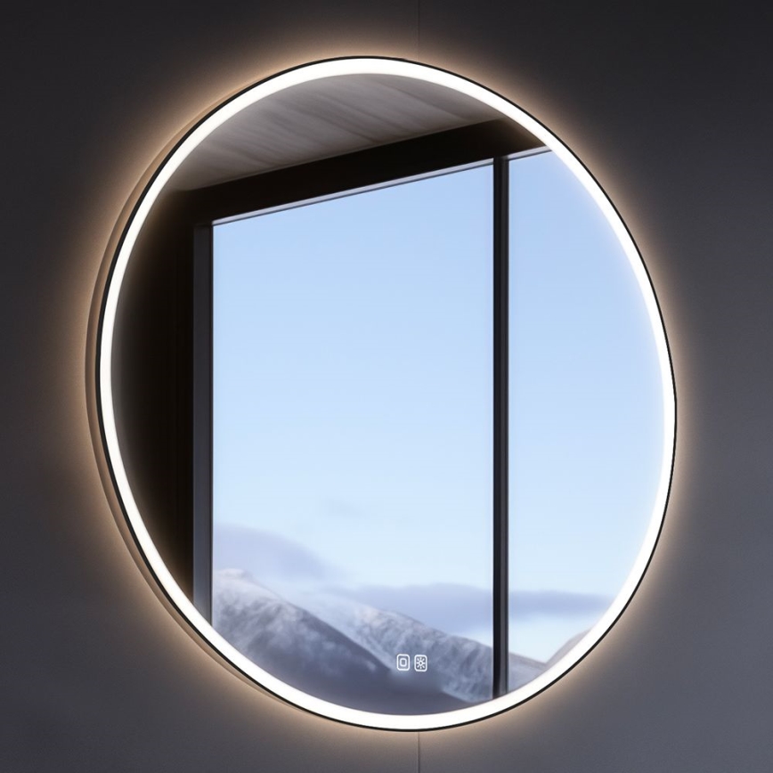 NIMCO ZPC 28001RVX-90 - LED badeværelsesspejl med lys dæmpbart LED/33W/230V 3000-6500K diameter 70 cm mat sort IP44