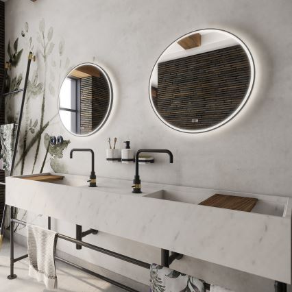 NIMCO ZPC 28001RVX-90 - LED-dæmpbart badeværelsesspejl med baggrundsbelysning LED/33W/230V 3000–6500K Ø 70 cm mat sort IP44