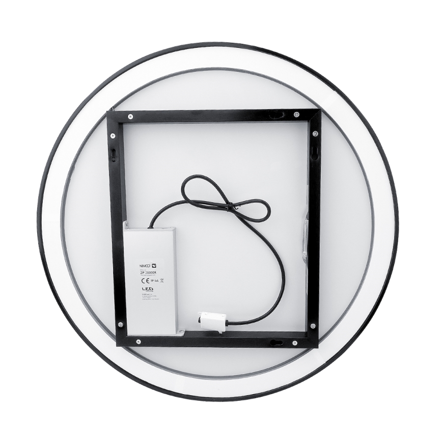 NIMCO ZPC 28001RVX-90 - LED-dæmpbart badeværelsesspejl med baggrundsbelysning LED/33W/230V 3000–6500K Ø 70 cm mat sort IP44