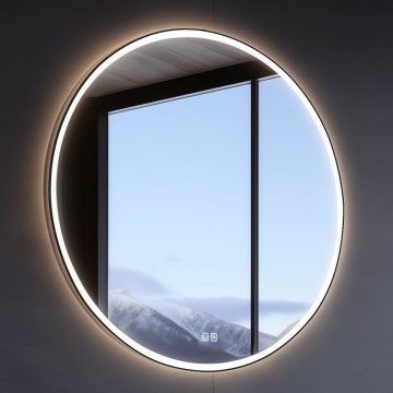 NIMCO ZPC 28001RVX-90 - LED-dæmpbart badeværelsesspejl med baggrundsbelysning LED/33W/230V 3000–6500K Ø 70 cm mat sort IP44