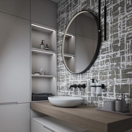 NIMCO ZPC 31000RVX-90 - LED dæmpbart baggrundsbelyst badeværelsesspejl LED/20W/230V 3000-6500K Ø 60 cm mat sort IP44