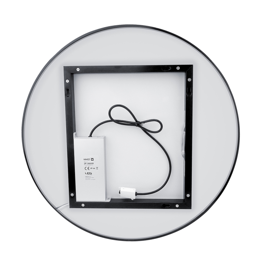 NIMCO ZPC 31000RVX-90 - LED badeværelsesspejl med lys dæmpbart LED/20W/230V 3000-6500K diameter 60 cm mat sort IP44