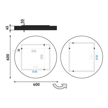 NIMCO ZPC 31000RVX-90 - LED badeværelsesspejl med lys dæmpbart LED/20W/230V 3000-6500K diameter 60 cm mat sort IP44