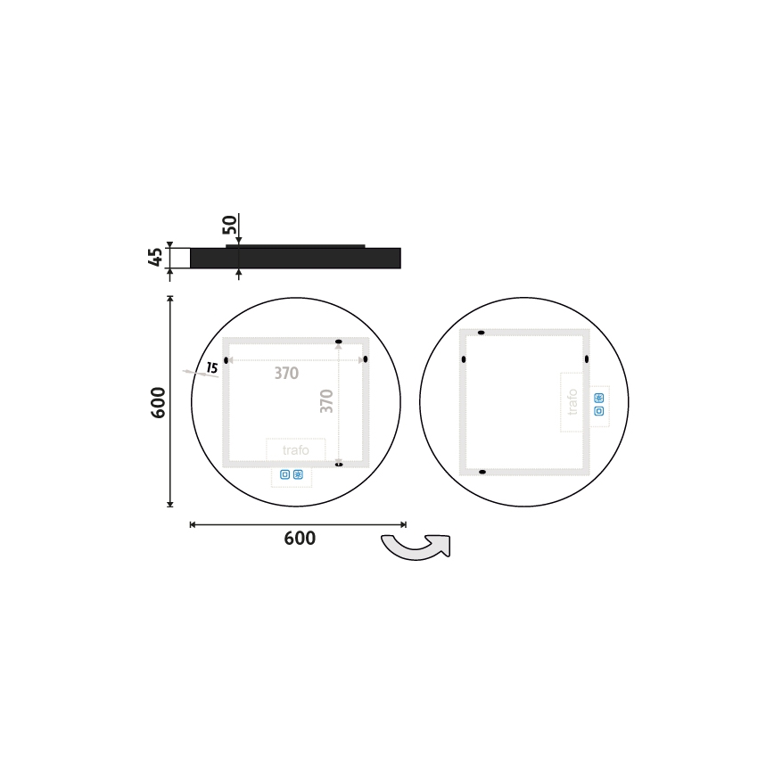 NIMCO ZPC 31000RVX-90 - LED badeværelsesspejl med lys dæmpbart LED/20W/230V 3000-6500K diameter 60 cm mat sort IP44