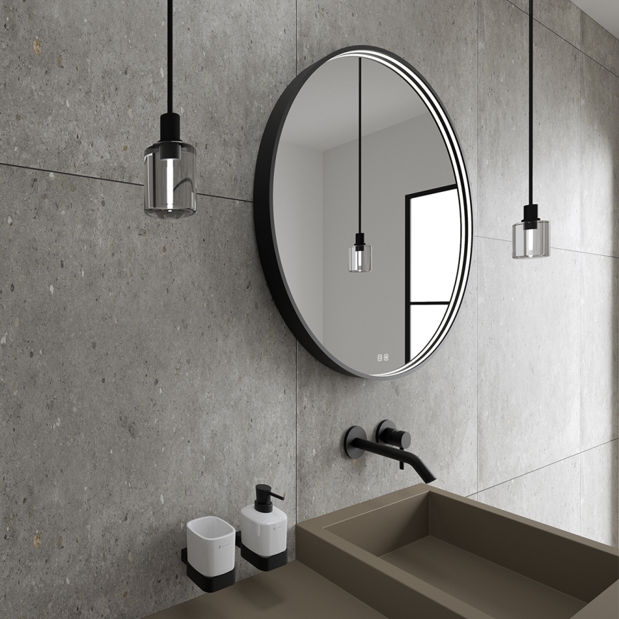 NIMCO ZPC 31001RVX-90 - Dæmpbart LED-baggrundsbelyst badeværelsesspejl LED/22W/230V 3000-6500K Ø 70 cm mat sort IP44