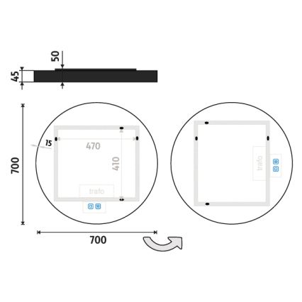 NIMCO ZPC 31001RVX-90 - LED badeværelsesspejl med lys dæmpbart LED/22W/230V 3000-6500K diameter 70 cm mat sort IP44