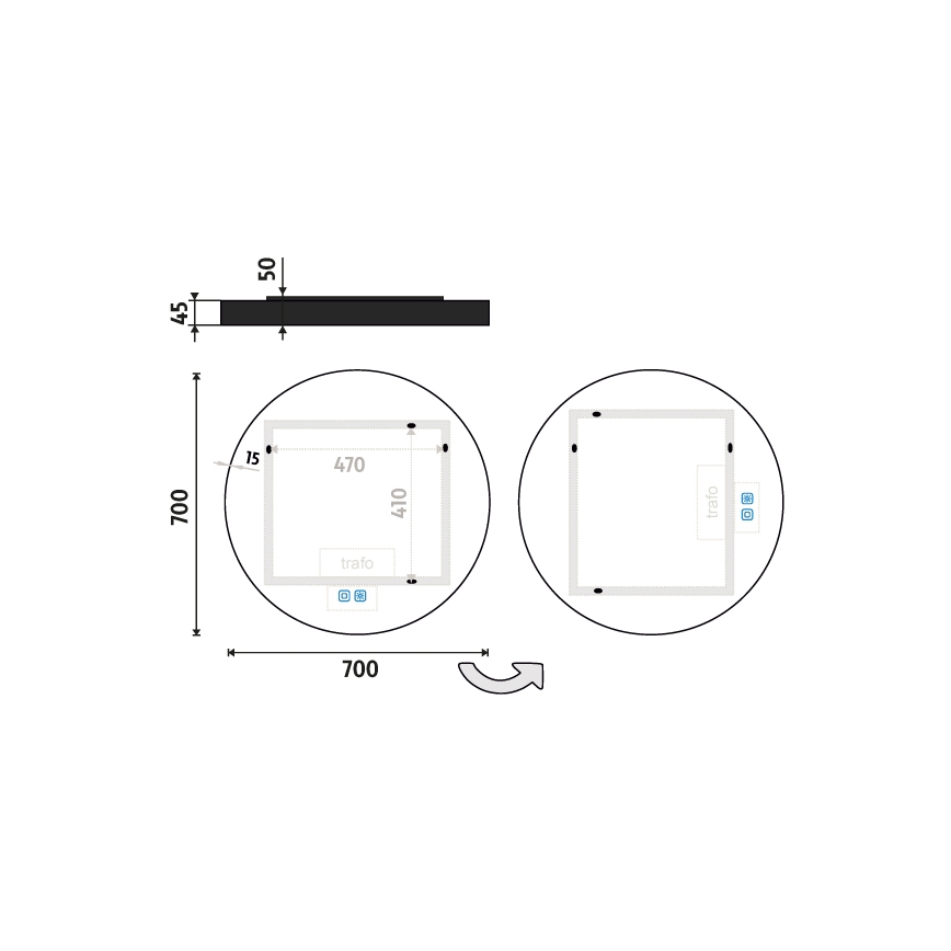 NIMCO ZPC 31001RVX-90 - LED badeværelsesspejl med lys dæmpbart LED/22W/230V 3000-6500K diameter 70 cm mat sort IP44