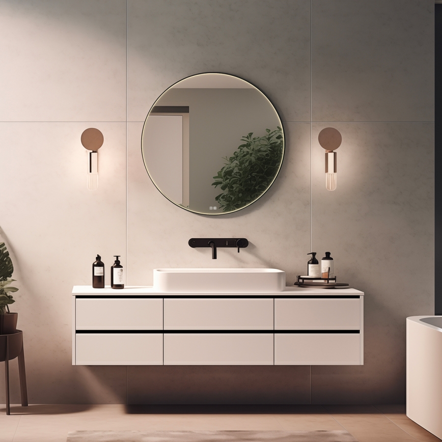 NIMCO ZPC 31002RVX-90 - LED-dæmpbart baggrundsbelyst badeværelsesspejl LED/26W/230V 3000-6500K Ø 80 cm mat sort IP44