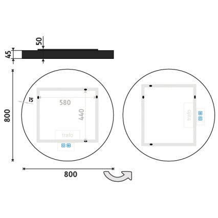 NIMCO ZPC 31002RVX-90 - LED-dæmpbart baggrundsbelyst badeværelsesspejl LED/26W/230V 3000-6500K Ø 80 cm mat sort IP44