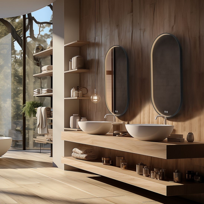 NIMCO ZPC 32002LVX-90 - LED dæmpbart baggrundsbelyst badeværelsesspejl LED/25W/230V 3000-6500K 80x40 cm mat sort IP44