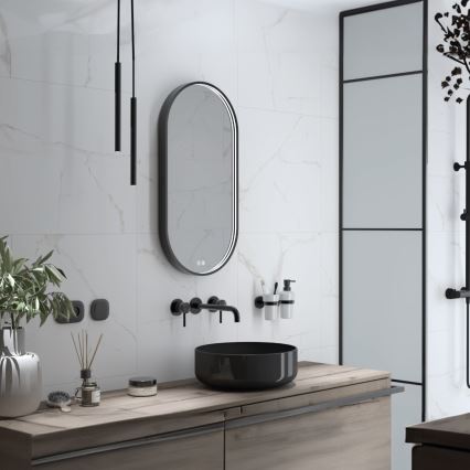 NIMCO ZPC 32002LVX-90 - LED badeværelsesspejl med lys dæmpbart LED/25W/230V 3000-6500K 80x40 cm mat sort  IP44