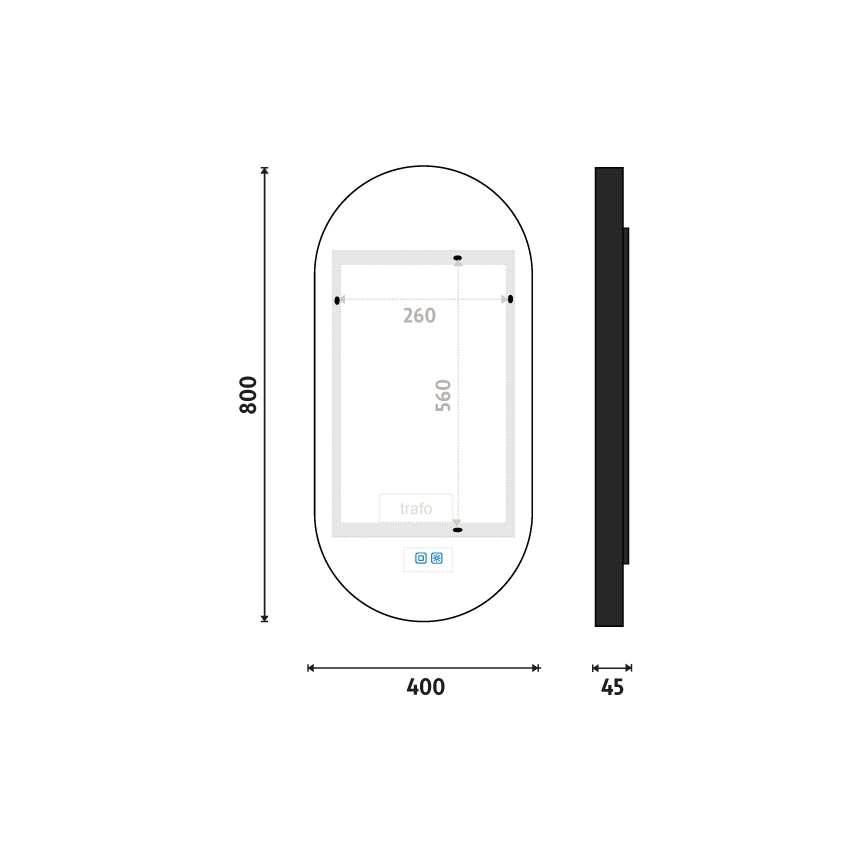 NIMCO ZPC 32002LVX-90 - LED badeværelsesspejl med lys dæmpbart LED/25W/230V 3000-6500K 80x40 cm mat sort  IP44