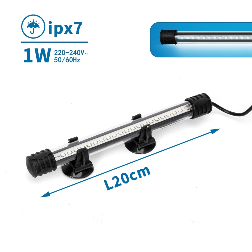 Nobleza - LED Akvariebelysning LED/1W/230V IPX7 20 cm